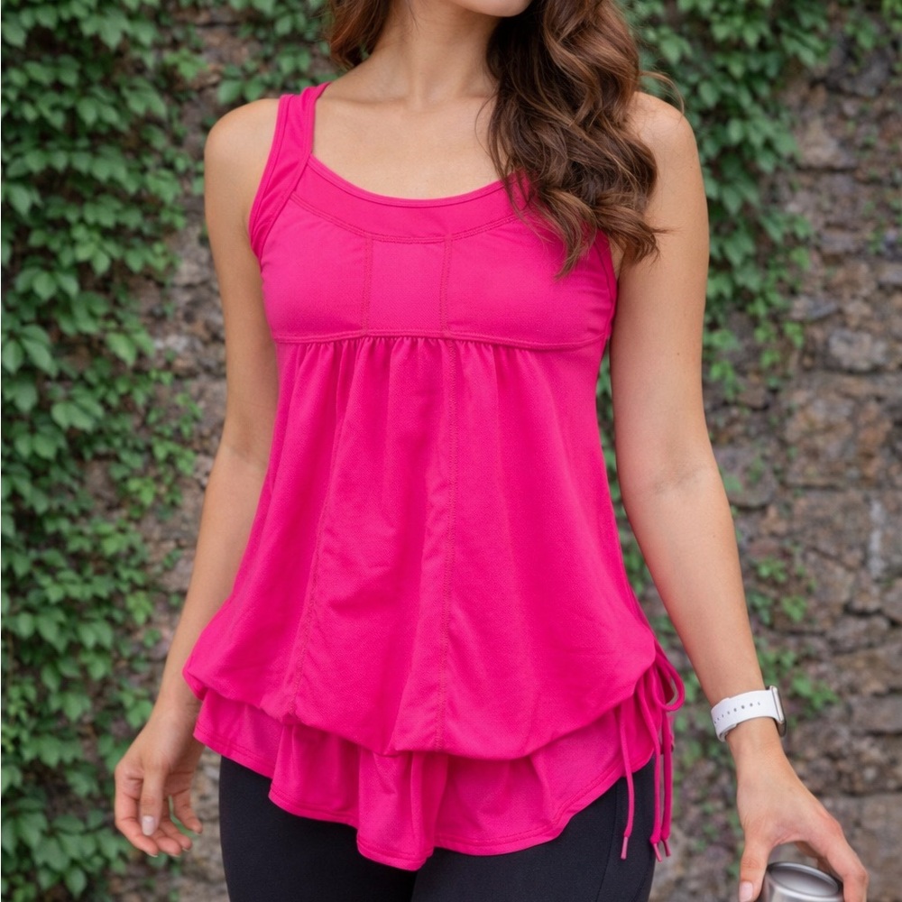 ZELLA Athleisure Racer Back Hot Pink Peplum Yoga Workout Tank, S